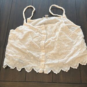 American Eagle Outfitters Cream Crop Camisole Sleeveless